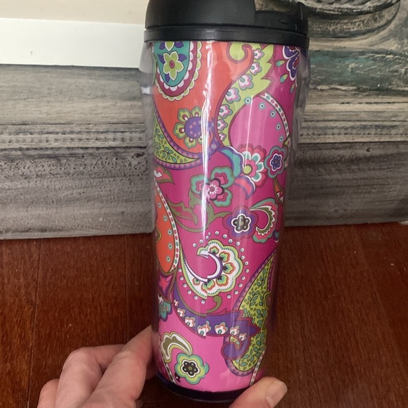 Vera Bradley Pink Paisley Tumbler Travel Mug with Flip Lid - Picture 2 of 12